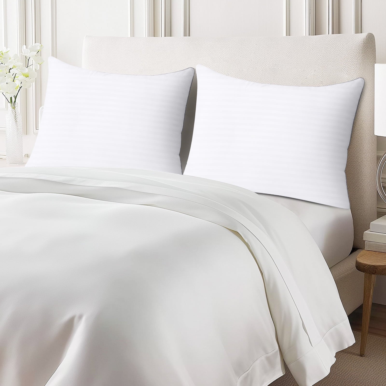 Orthopedic Support Pillows Standard Size Set of 2, Hotel Quality, Down Alternative Gusseted Bed Pillows for Side, Back, And Stomach Slee... - Hotel Quality Plush Sleeping Pillows Detail