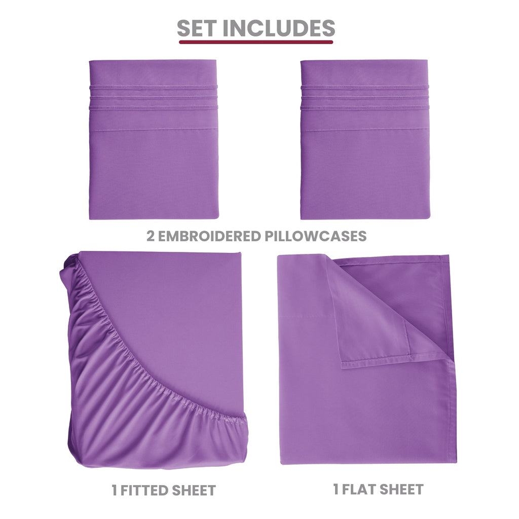 Premium Egyptian Cotton Queen Size Sheets Set Brushed Microfiber High GSM, 4 Piece Sheet Set Upto 16 Inches Deep Pocket Bedding Sheets & Pillow - Premium Ultra-Soft Pillowcase Pair for Sleeping Detail
