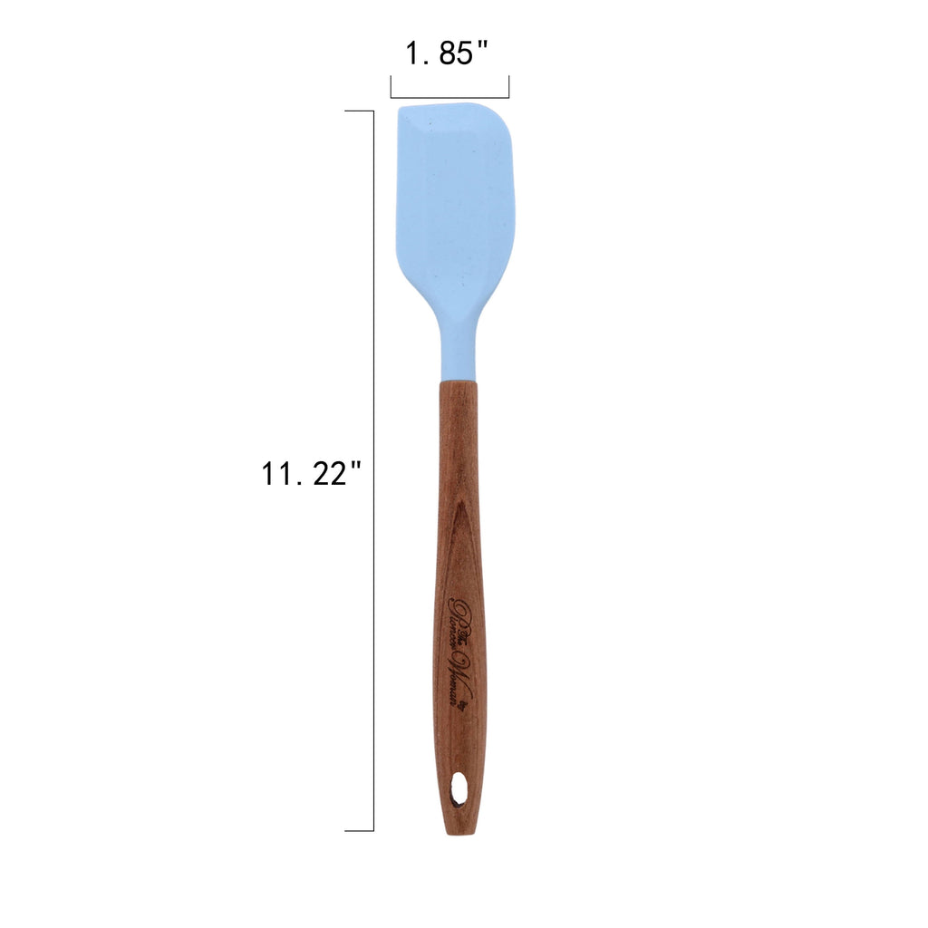 Professional Grade 10-Piece Silicone and Acacia Wood Handle Cooking Utensils Set, Blue - Multi-Purpose Hand Tool for Daily Meal Prep Detail