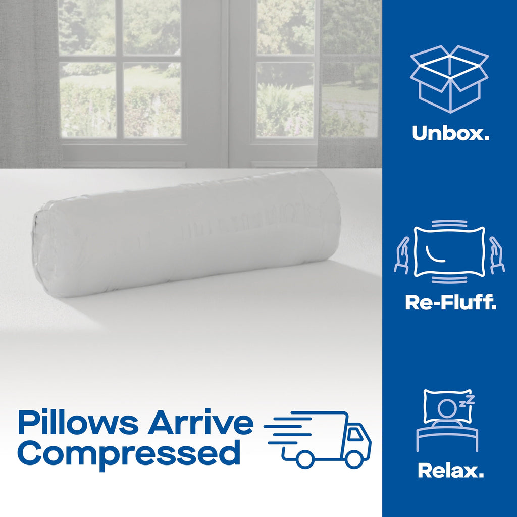 Fluffy Shredded Huggable Support Bed Pillow, Standard- Soft Velvety Cover, Squishable Comfort (2 Count) - Hotel Quality Plush Sleeping Pillows Detail