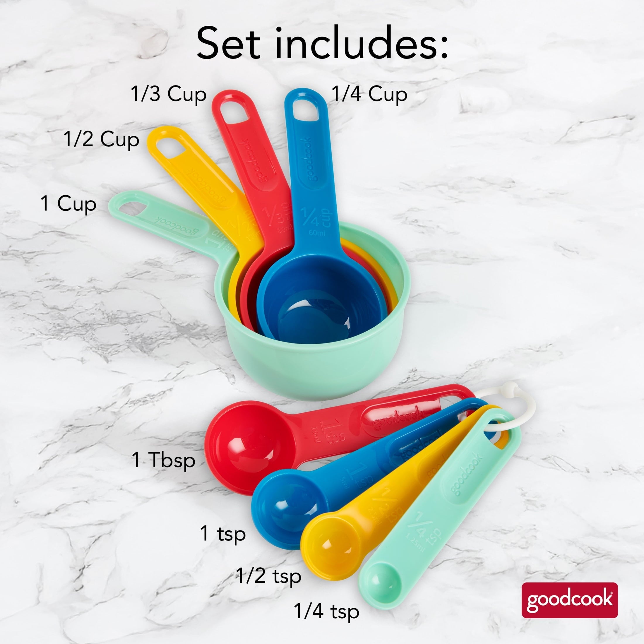 Premium Kitchen Measuring Cups And Spoons, Set Of 8 Nesting With Storage Ring - Kitchen Gadget Tool for Quick Food Prep Detail