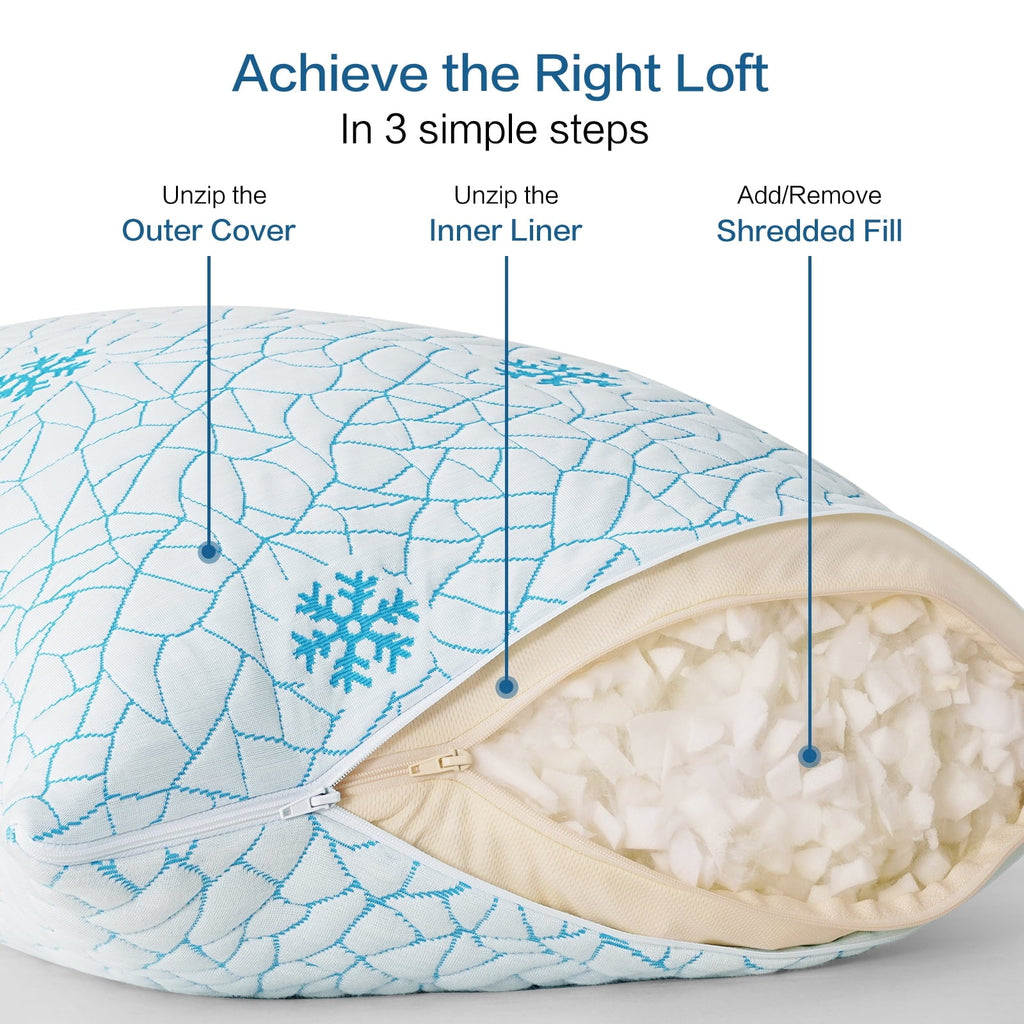 Decorative Plump Cooling Memory Foam Queen Pillows Set of 2,Adjustable Support & Heat Dissipation Tech for Side,Back,Stomach & Hot Sle... - Decorative Throw Pillow Cushion for Sofa & Bed Detail