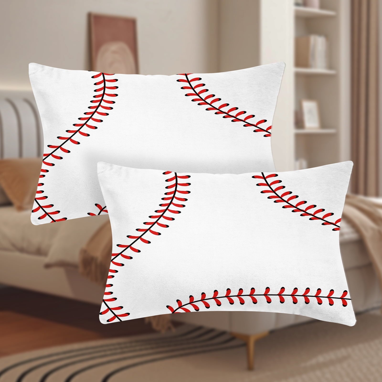 Cooling Sateen Baseball Sheet Set Sports Theme Bedding Set for Kids 3D Baseball Pattern Bed Sheets Baseball Games Bed Sheet Set Room... - Premium Ultra-Soft Pillowcase Pair for Sleeping Detail