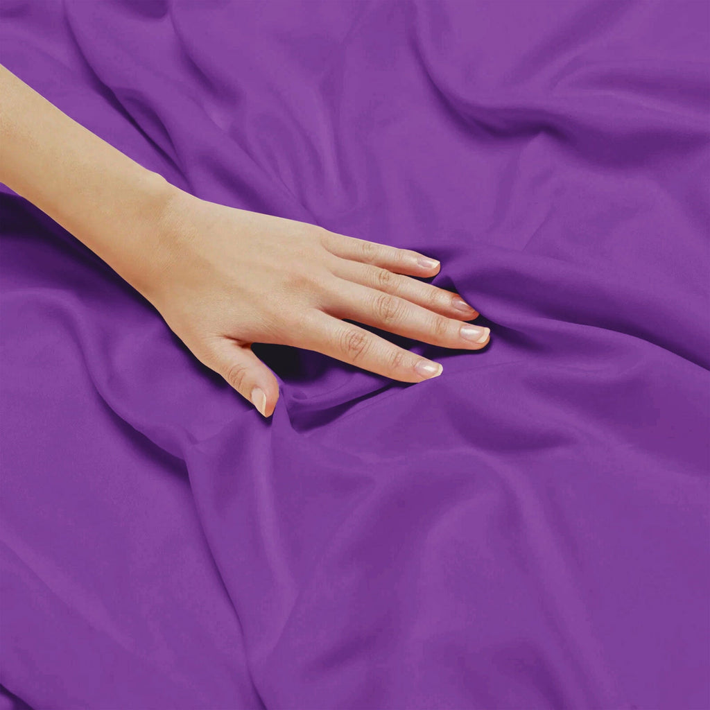 Breathable Luxury King Bed Sheets - 16 Inch Deep Pocket 6 Piece Microfiber Bedding Sheets & Pillowcase Sets - Purple - Cooling Hotel Quality Bedding Sheets and Pillowcases Detail