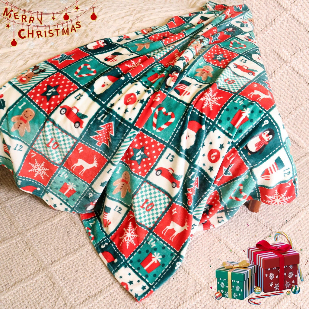 Decorative Knitted Cozy Blanket Printed Blanket Throw Christmas Blanket - 300 GSM Fleece Blanket Throw Size Blanket for Home Decoration,... - Cozy Fleece Throw Blanket for Couch & Bed Detail