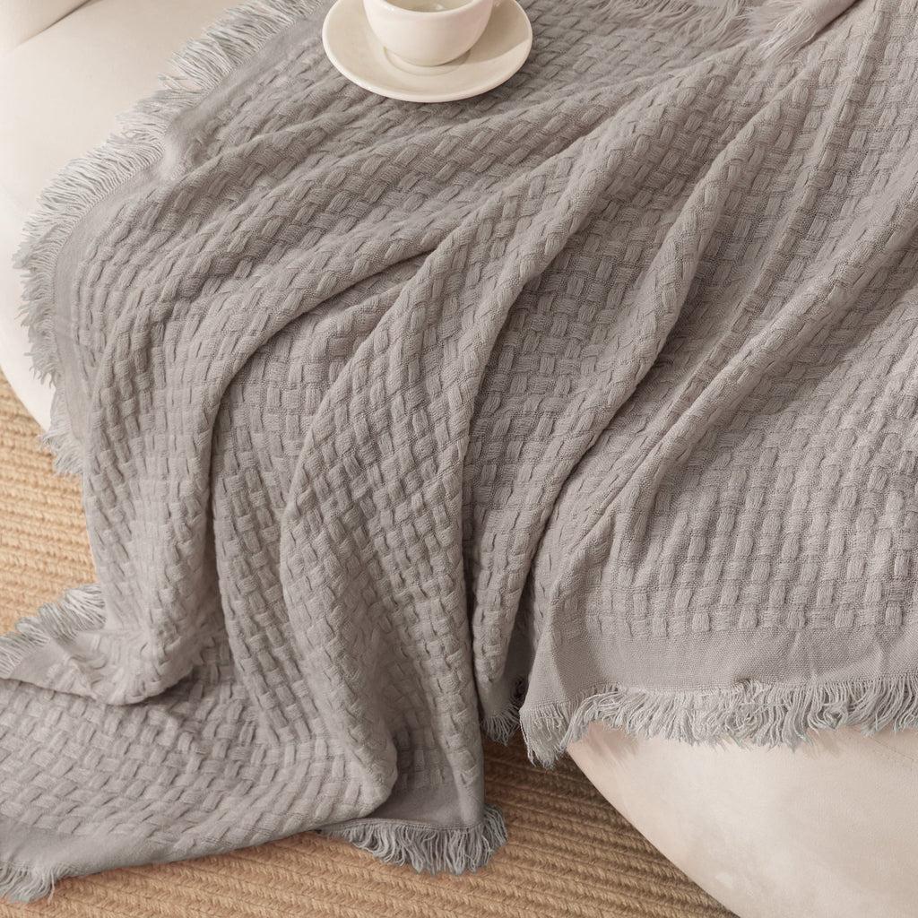 Reversible Sherpa Knitted Throw Blanket with Fringes for Couch, Soft and Warm Textured Throw for All Season, Lightweight Breathable Roo... - Lightweight Plush Warm Blanket for All Seasons Detail