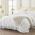 Heavyweight Warmth Queen Comforter Set White - 3 Pieces Soft Fluffy Ruffle Bedding Comforter Sets for Queen Bed, All Season Farmhouse Li... - All-Season Down Alternative Comforter Insert - Default Title