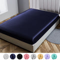 Breathable Luxury Fitted Sheet Deep Pocket Bed Sheet Satin Silk Sheets Ultra Soft Machine Washable Twin, Navy Blue - Luxury Bed Sheet Set with Deep Pockets - Default Title