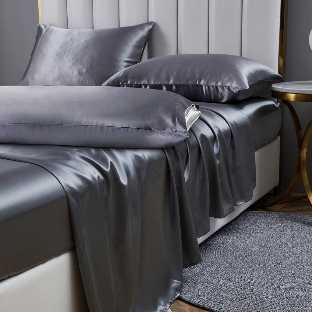 Ultra-Soft Luxury 5-Piece Satin Sheets Twin Silk Sheets Bed Sheet Set Ultra-Silky & Skin-Friendly Deep Pocket Bed Flat Fitted Sheet - Breathable Egyptian Cotton Flat & Fitted Sheets - Default Title