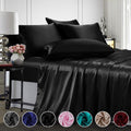 Ultra-Soft Twin Silk Gray Bed Sheet Set Deep Pocket Bed Flat Fitted Sheet, 3-Pieces - Luxury Bed Sheet Set with Deep Pockets - Default Title