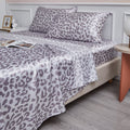 Cooling Sateen Satin Sheets Twin Silk Sheets Silver Leopard Bed Sheet Set Deep Pocket Bed Flat Fitted Sheet, 3-Pieces - Cooling Hotel Quality Bedding Sheets and Pillowcases - Default Title