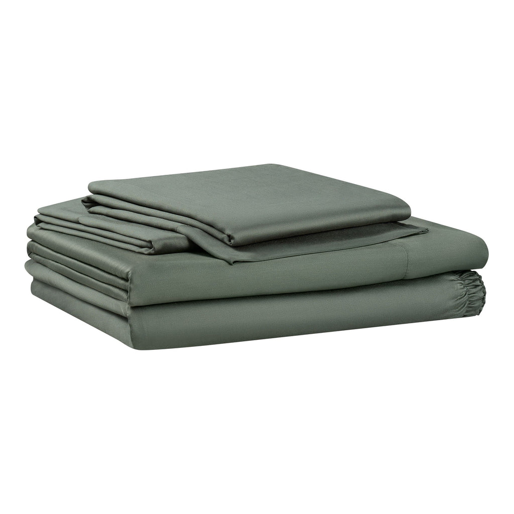 Cooling Sateen 4-Piece & Silky Serenity 100% Bed Sheets Set, Flagstone, Queen - Breathable Egyptian Cotton Flat & Fitted Sheets - Default Title