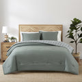 Luxurious Quilted 3-Piece 400 Thread Count Flag Stone Green Cotton Lyocell Blend Comforter Set, Adult King - Hypoallergenic Ultra-Fluffy Quilt for Winter - Default Title