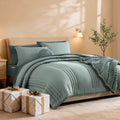 Luxurious Quilted 7-piece Bed in a Bag Comforter Set with Sheets,Sage Green,Full - Luxurious Quilted Duvet Cover Set - Default Title
