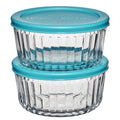 Playful Geometric Glass Food Storage Container with Lids, 4 Cup Round, Set of 2 - Playful Star & Heart Shaped Geometric NeeDoh - Default Title