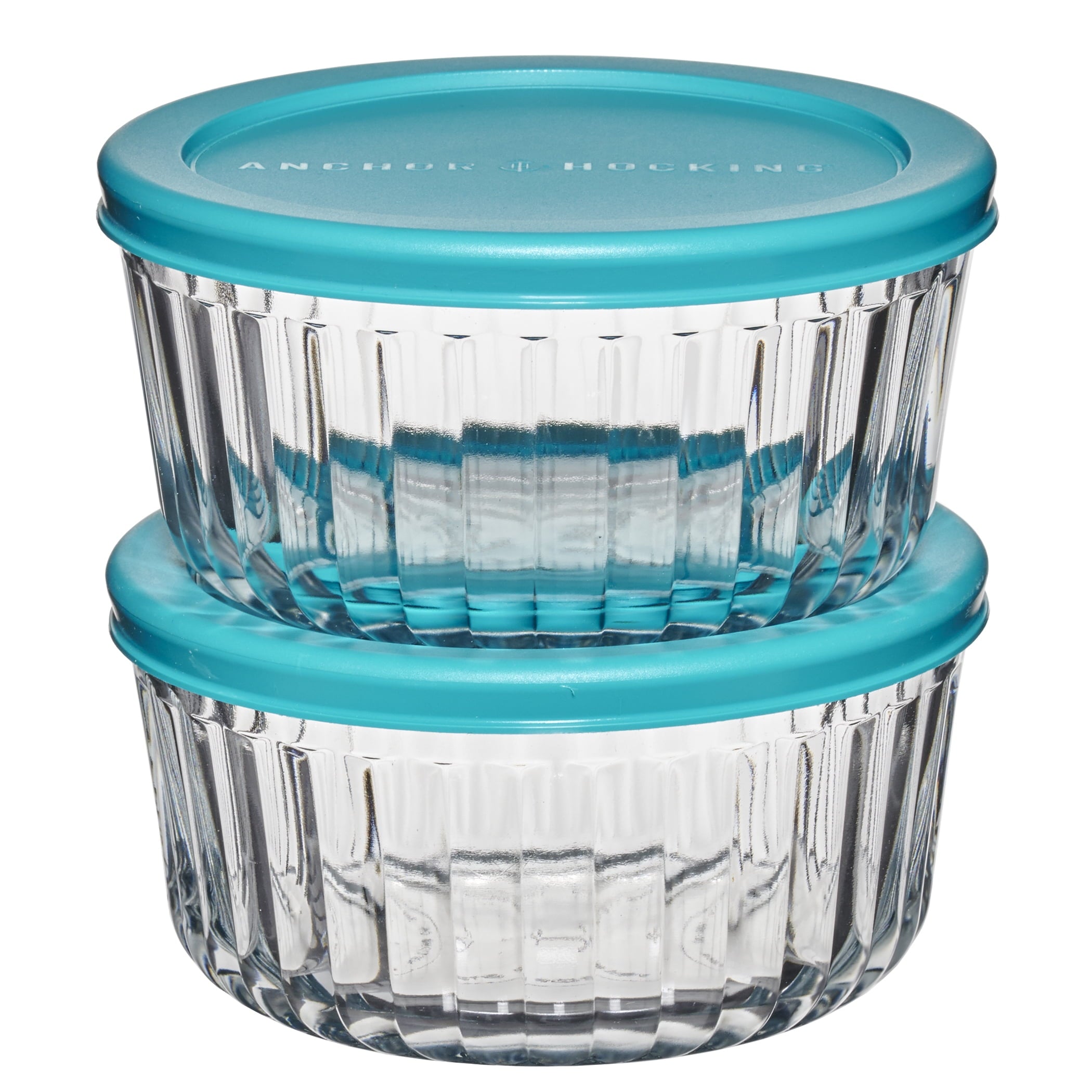 Playful Geometric Glass Food Storage Container with Lids, 4 Cup Round, Set of 2 - Playful Star & Heart Shaped Geometric NeeDoh - Default Title