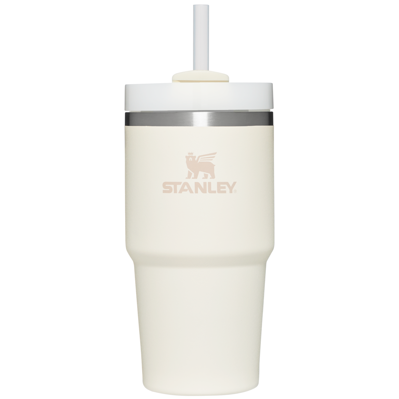 Splash-Resistant FlowState The Quencher H2.0 Flowstate Tumbler D030T - Double-Wall Vacuum Insulated Travel Tumbler with Straw - Cream