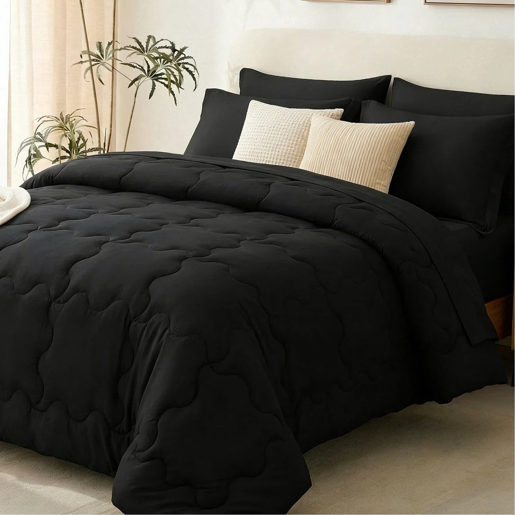 Heavyweight Warmth 7 Pieces Comforter Set Full，Bed in A bag，All Seasons Bedding sets with Comforter,Fitted Sheet,Flat Sheet,Pillowcases ... - All-Season Down Alternative Comforter Insert - Default Title