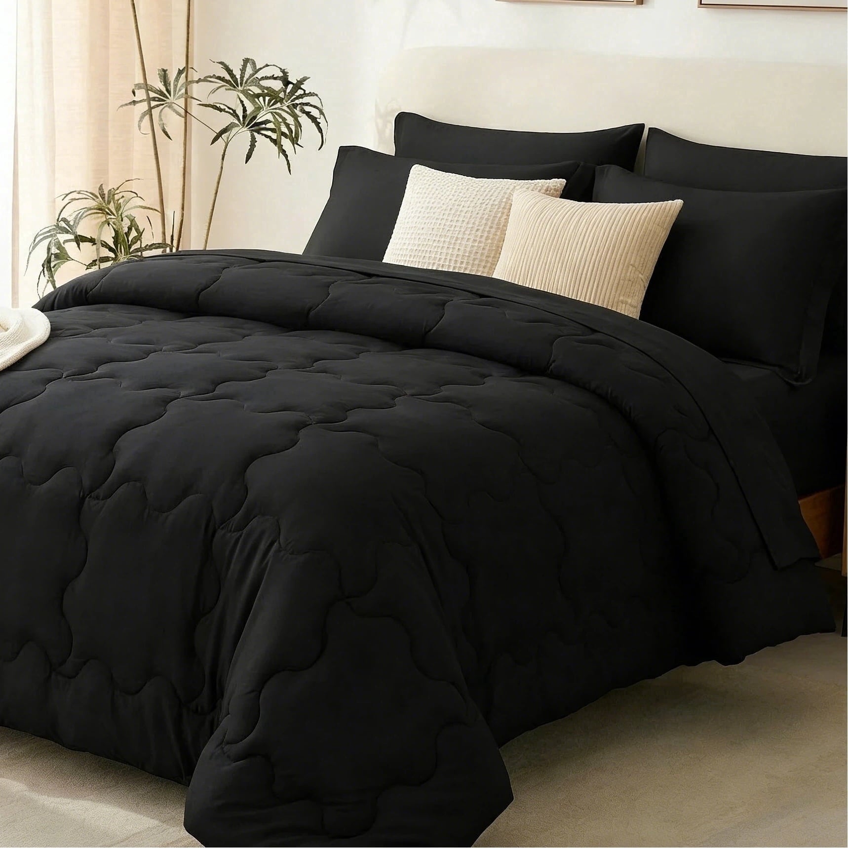 Heavyweight Warmth 7 Pieces Comforter Set Full，Bed in A bag，All Seasons Bedding sets with Comforter,Fitted Sheet,Flat Sheet,Pillowcases ... - All-Season Down Alternative Comforter Insert - Default Title