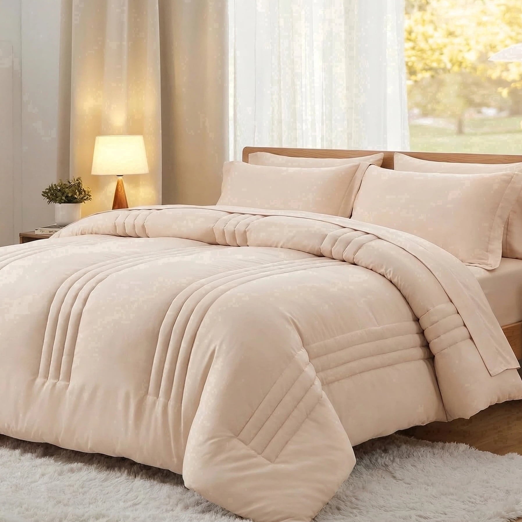 Luxurious Quilted Twin Comforter Set 5 Pieces,Bed in a Bag, Bedding Set with Comforter,Fitted Sheet,Flat Sheet,Pillowcase, All Season - Hypoallergenic Ultra-Fluffy Quilt for Winter - Default Title