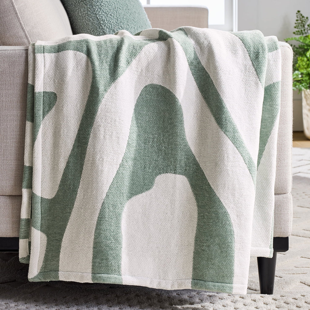 Decorative Knitted Chenille Jacquard Soft Throw Blanket, Soft Sea - Cozy Fleece Throw Blanket for Couch & Bed - Default Title