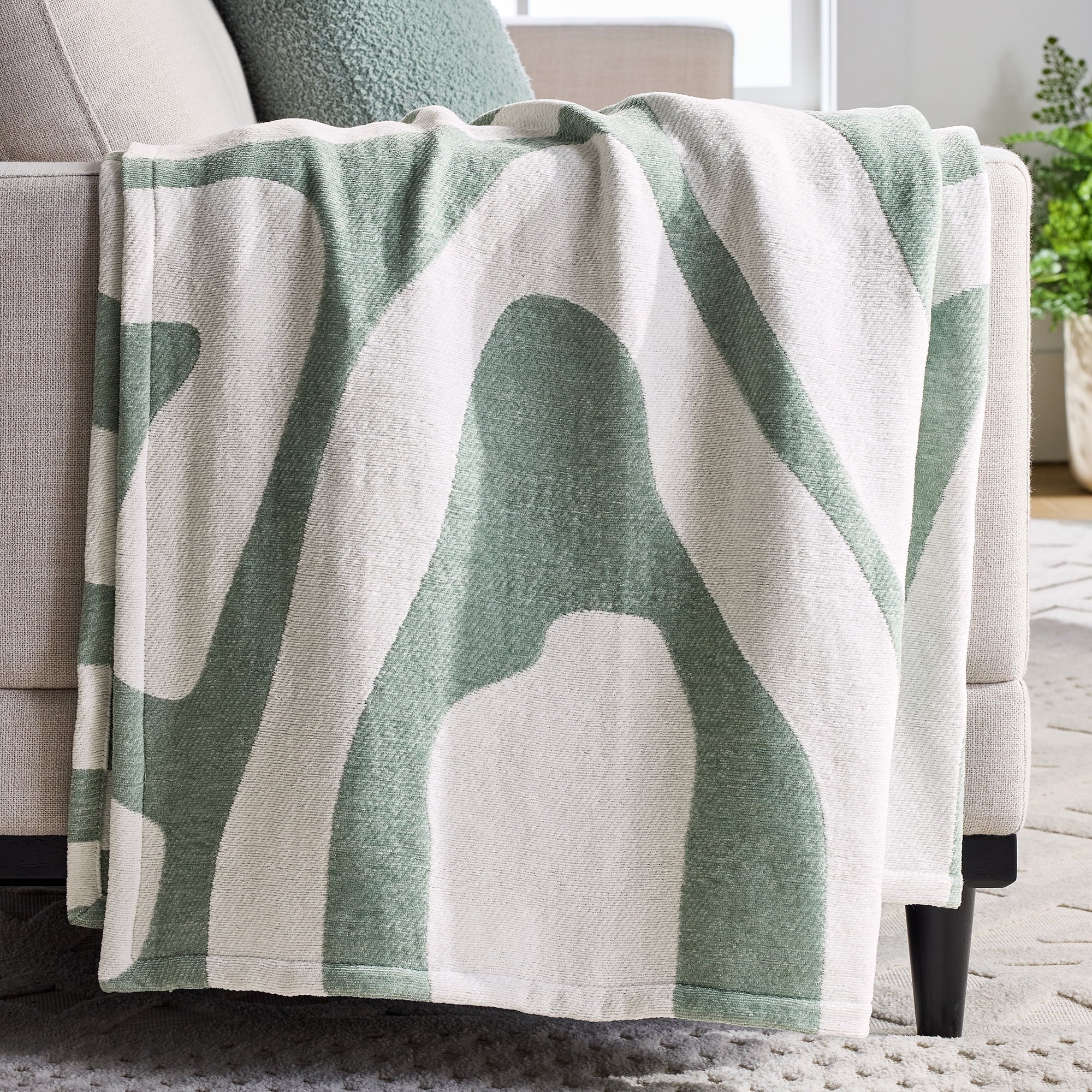 Decorative Knitted Chenille Jacquard Soft Throw Blanket, Soft Sea - Cozy Fleece Throw Blanket for Couch & Bed - Default Title