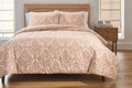 All-Season Woven Damask 2-Piece Comforter Set, Blush, Full Queen, All Ages - Cloud-Like Soft Lightweight Bed Comforter - Default Title