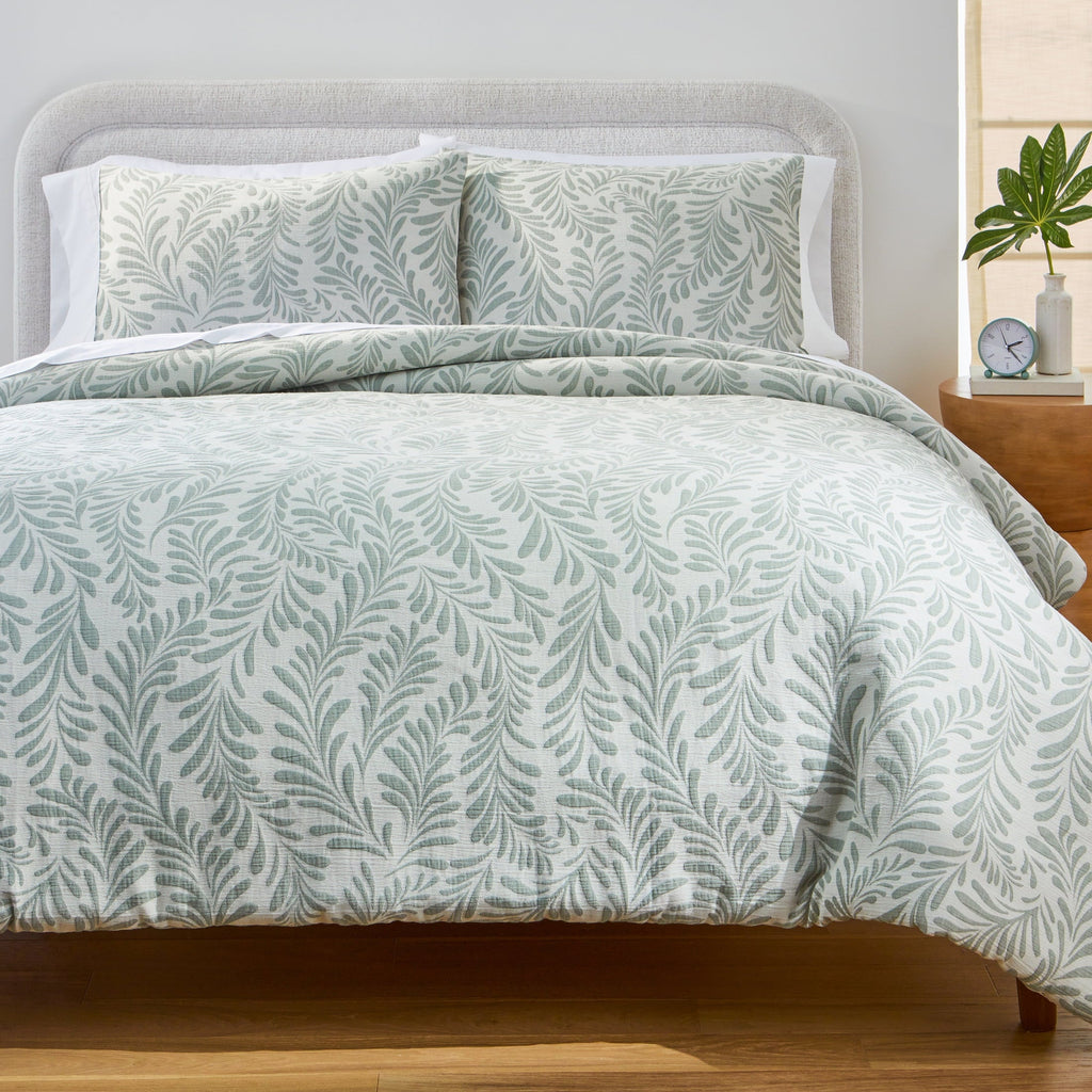 All-Season Botanical 3-Piece Comforter Set, Green, Full Queen, All Ages - Luxurious Quilted Duvet Cover Set - Default Title