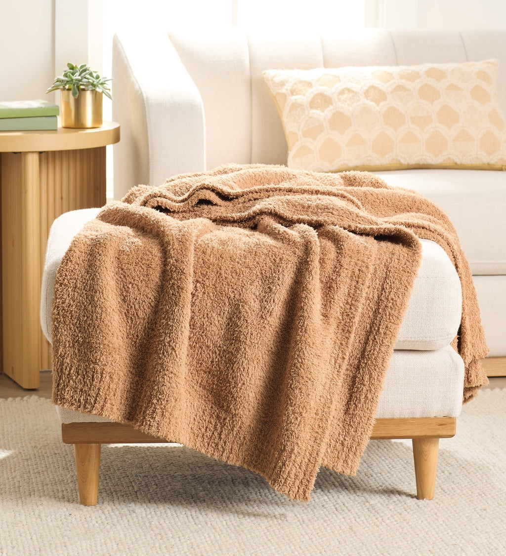 Super Soft Flannel Cozy Knit Throw, Dark Caramel, 50x72" - Cozy Fleece Throw Blanket for Couch & Bed - Default Title