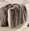 Decorative Knitted Grey Faux Fur Ultra Soft Luxury Oversized Throw Blanket 50" x 72", Grey Bisque - Cozy Fleece Throw Blanket for Couch & Bed - Default Title
