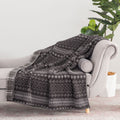 Super Soft Flannel Berkshire Life Reversible Printed Hampshire Soft Throw Blanket, Glacier Fair Isle - Luxury Knitted Decorative Throw Blanket with Fringes - Default Title