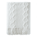 Lightweight Warm Fluffy Chenille Knitted Fringe Throw Blanket, Lightweight Soft Cozy Bed Sofa Chair Blanket, White, 50" x 60" - Cozy Fleece Throw Blanket for Couch & Bed - Default Title
