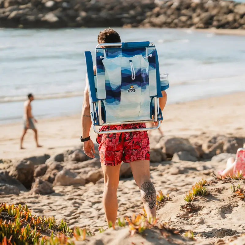 Reclining Beach Backpack Beach Chair - Choice 709 - Low-Profile Reclining Beach Chair with Backpack Straps Detail