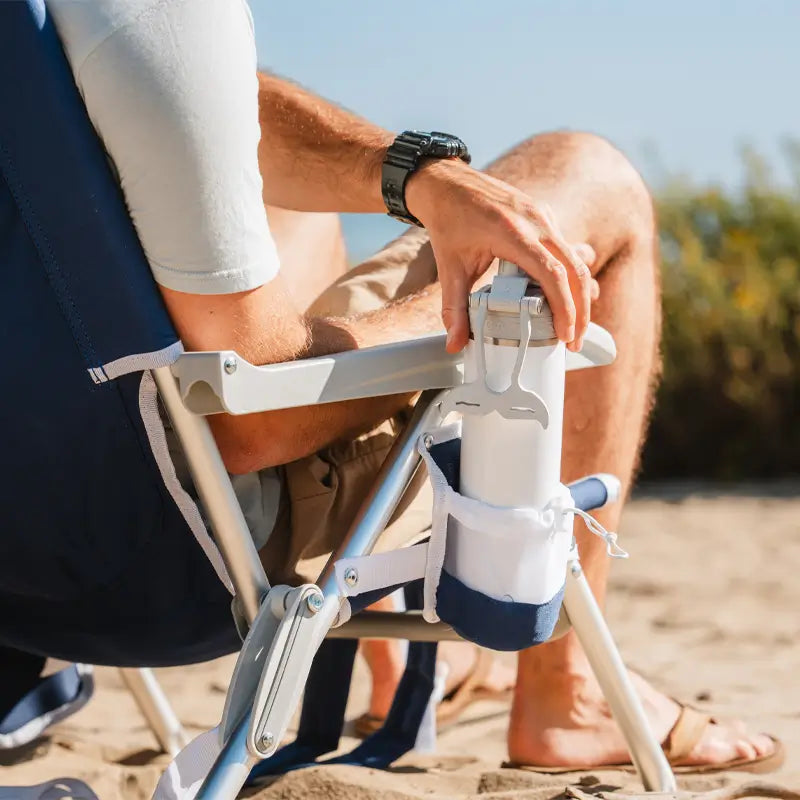Reclining Beach Backpack Beach Chair - Choice 709 - Low-Profile Reclining Beach Chair with Backpack Straps Detail