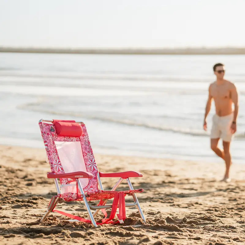 Reclining Beach Backpack Beach Chair - Choice 709 - Low-Profile Reclining Beach Chair with Backpack Straps Detail