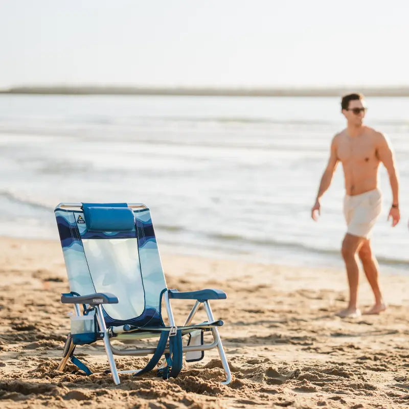 Reclining Beach Backpack Beach Chair - Choice 709 - Low-Profile Reclining Beach Chair with Backpack Straps Detail