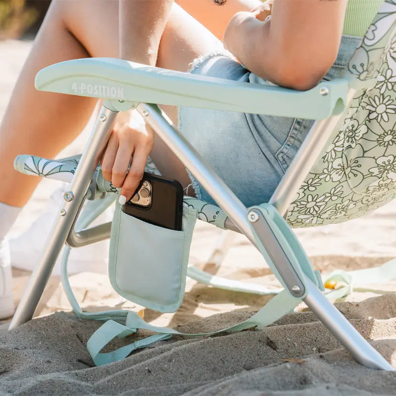 Reclining Beach Backpack Beach Chair - Choice 709 - Low-Profile Reclining Beach Chair with Backpack Straps Detail