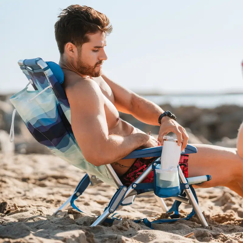Reclining Beach Backpack Beach Chair - Choice 709 - Low-Profile Reclining Beach Chair with Backpack Straps Detail