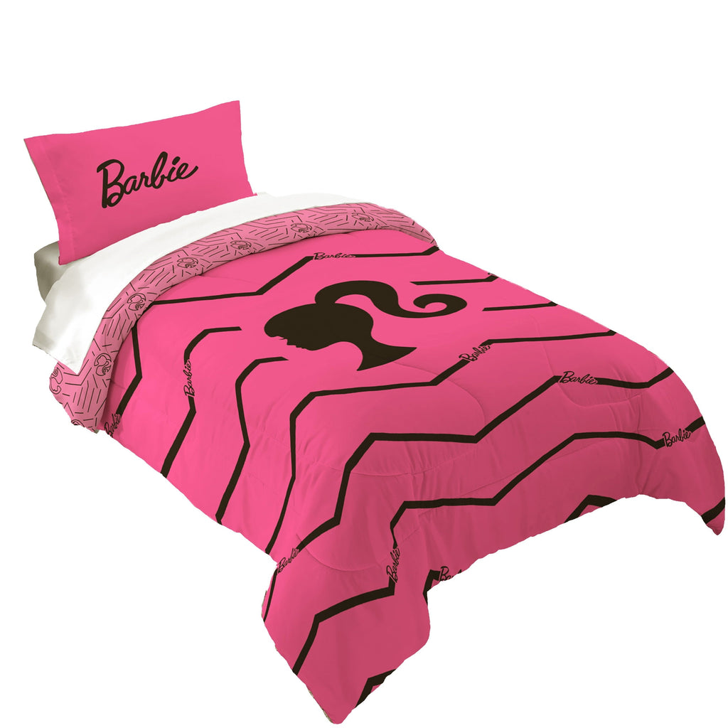 Hypoallergenic Cloud Kids 2 Piece Pink Black Chevron Reversible Comforter and Pillowcase set, Twin/full - Hypoallergenic Ultra-Fluffy Quilt for Winter - Default Title