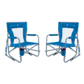 Premium All-Weather Beach Rocker Bundle - Choice 773 - Freestyle Rocker Portable Outdoor Folding Chair - Saybrook Blue