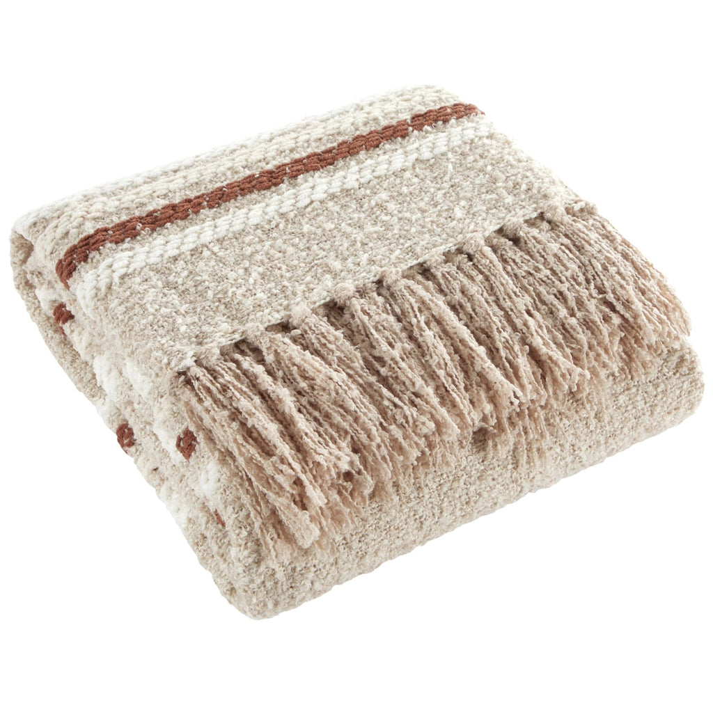 Super Soft Flannel 60" x 50" Cozy Striped Porcini Chenille Throw - Cozy Fleece Throw Blanket for Couch & Bed - Default Title