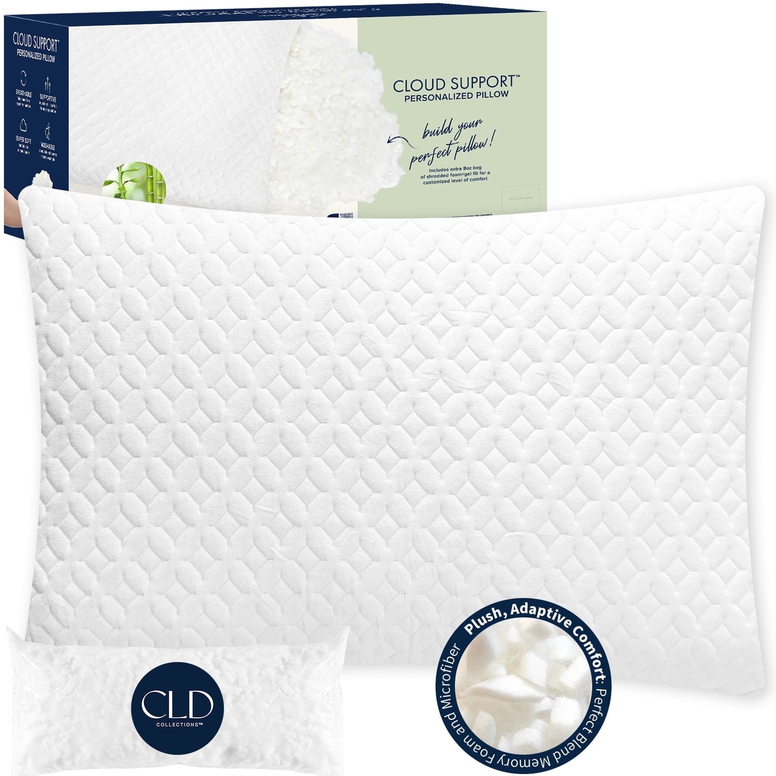 Hotel Collection Bed Pillows Cross Cut Memory Foam For Sleeping,Queen Size Bedding Pillow(White), Original Pillow for Sleeping，Adjusta... - Decorative Throw Pillow Cushion for Sofa & Bed - Default Title
