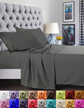 Wrinkle-Resistant 4 Pieces Bed Sheet set Flat,Fitted,Pillowcase , Queen Grey - Cooling Hotel Quality Bedding Sheets and Pillowcases - Default Title