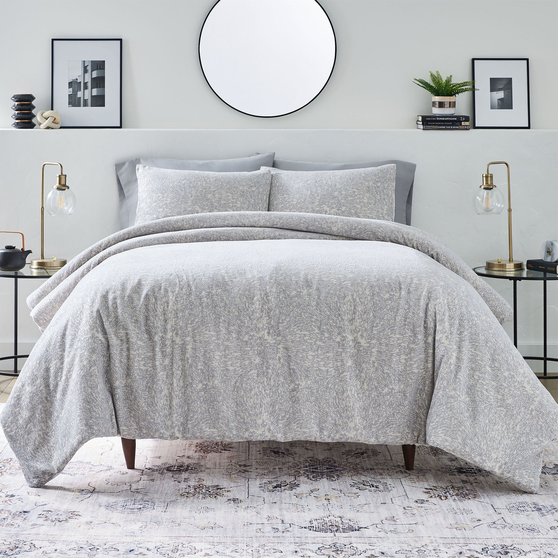 All-Season Better Homes & Garden Grey Chenille 3-Piece Comforter Set, Full/Queen, All Ages - Luxurious Quilted Duvet Cover Set - Default Title
