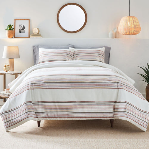 All-Season 3-Piece Red Yarn Dye Stripe Comforter Set, Full/Queen - Cloud-Like Soft Lightweight Bed Comforter - Default Title