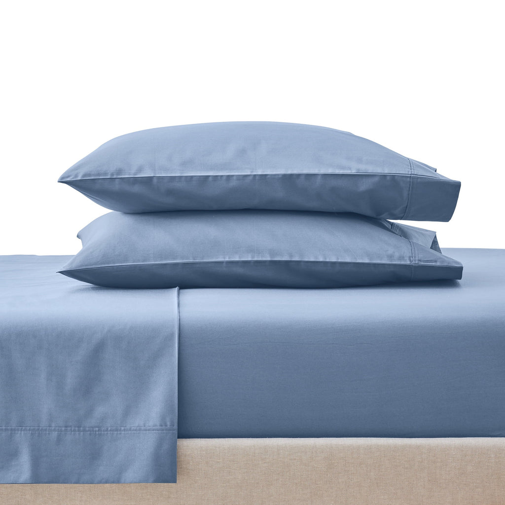 Ultra-Soft Cool & Crisp 3-Piece 300 Thread Count Blue Water Cotton Percale Sheet Set, Twin - Cooling Hotel Quality Bedding Sheets and Pillowcases - Default Title