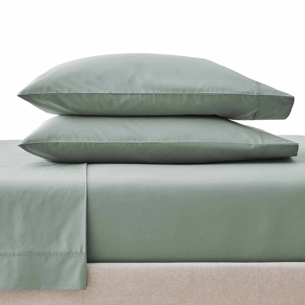 Wrinkle-Resistant Cool & Crisp 4-Piece 300 Thread Count Green River Cotton Percale Sheet Set, Queen - Breathable Egyptian Cotton Flat & Fitted Sheets - Default Title