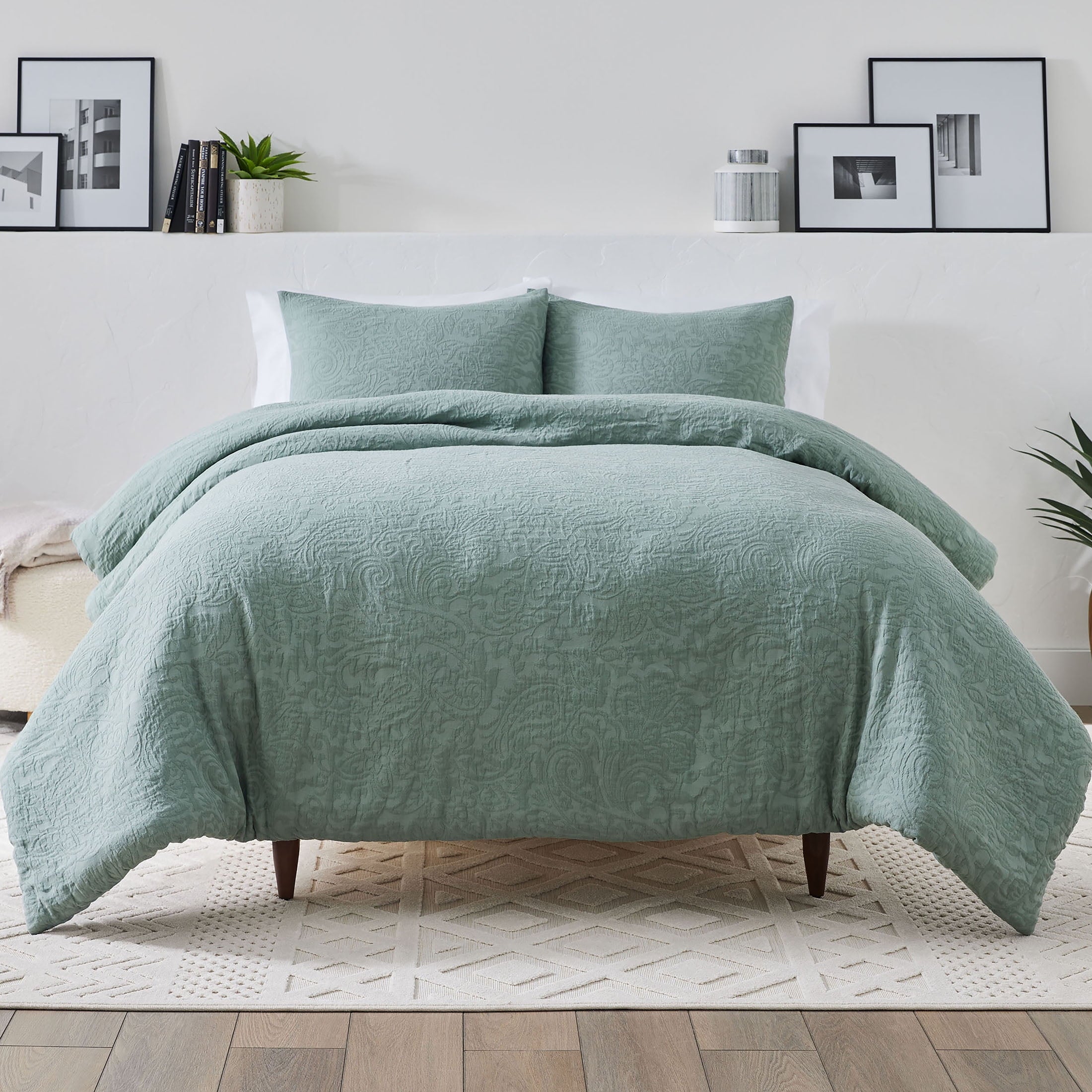 Fluffy Down Alternative 3-Piece Sage Floral Comforter Set, Full/Queen - Cloud-Like Soft Lightweight Bed Comforter - Default Title
