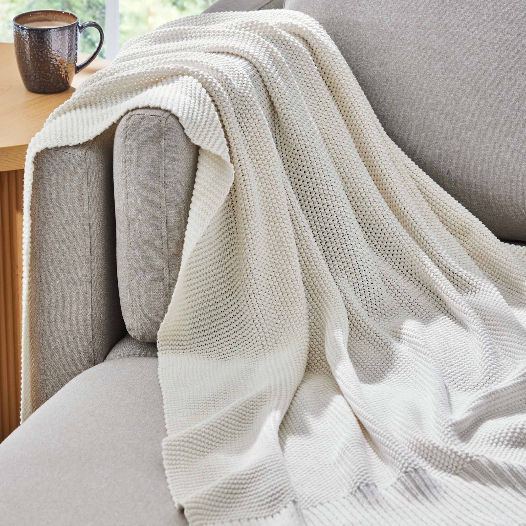 Super Soft Flannel Chunky Knit Papyrus Throw, Cotton-Blend, 50"x60", 2.3 lb, All Ages - Super Soft Reversible Sherpa Flannel Blanket - Default Title