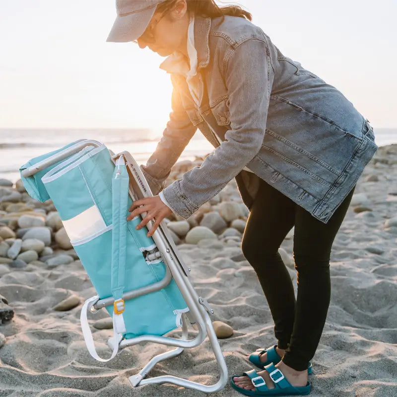 Rust-Resistant Aluminum Bi-Fold Beach Chair - Choice 601 - Multi-Position Outdoor Beach Chair with Pillow Detail